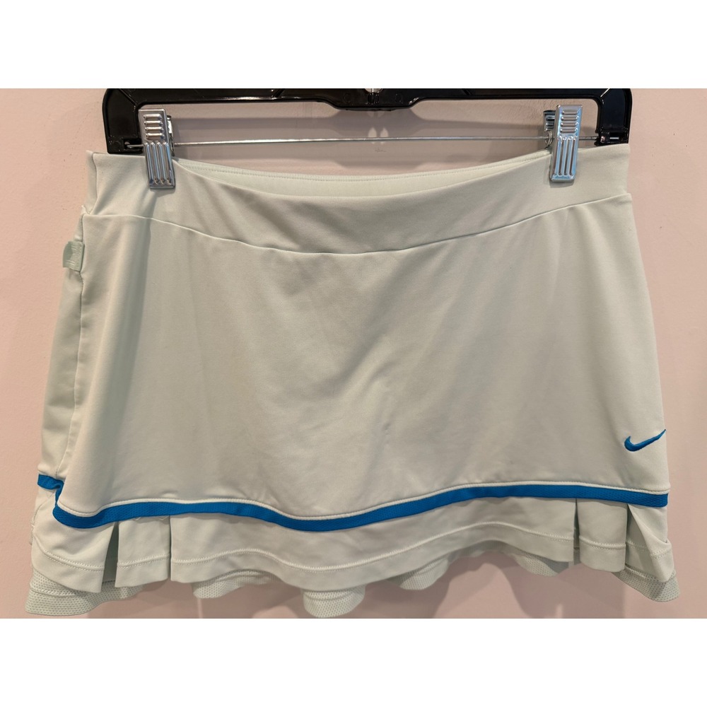 Nike Court Tennis Skort Mint Green Blue Stripe Pleated Athletic Skirt 382522-351
